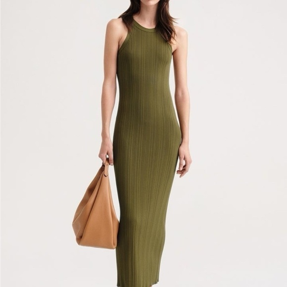 Toteme Seamless rib tank dress olive M - Picture 1 of 5